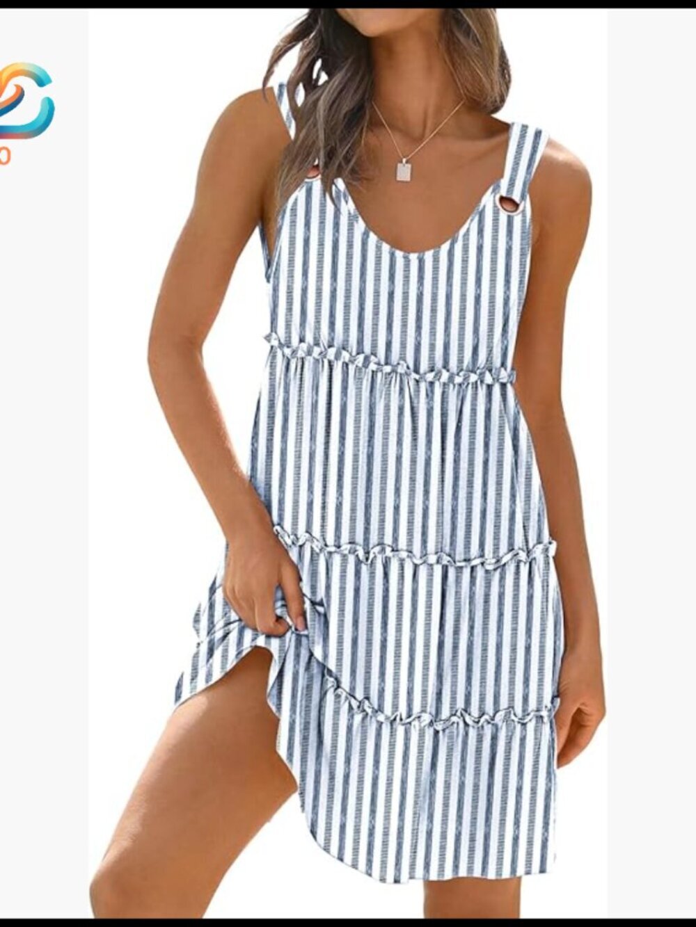 V-Neck Sleeveless Summer Dress, Floral Print, Lightweight Polyester Blend